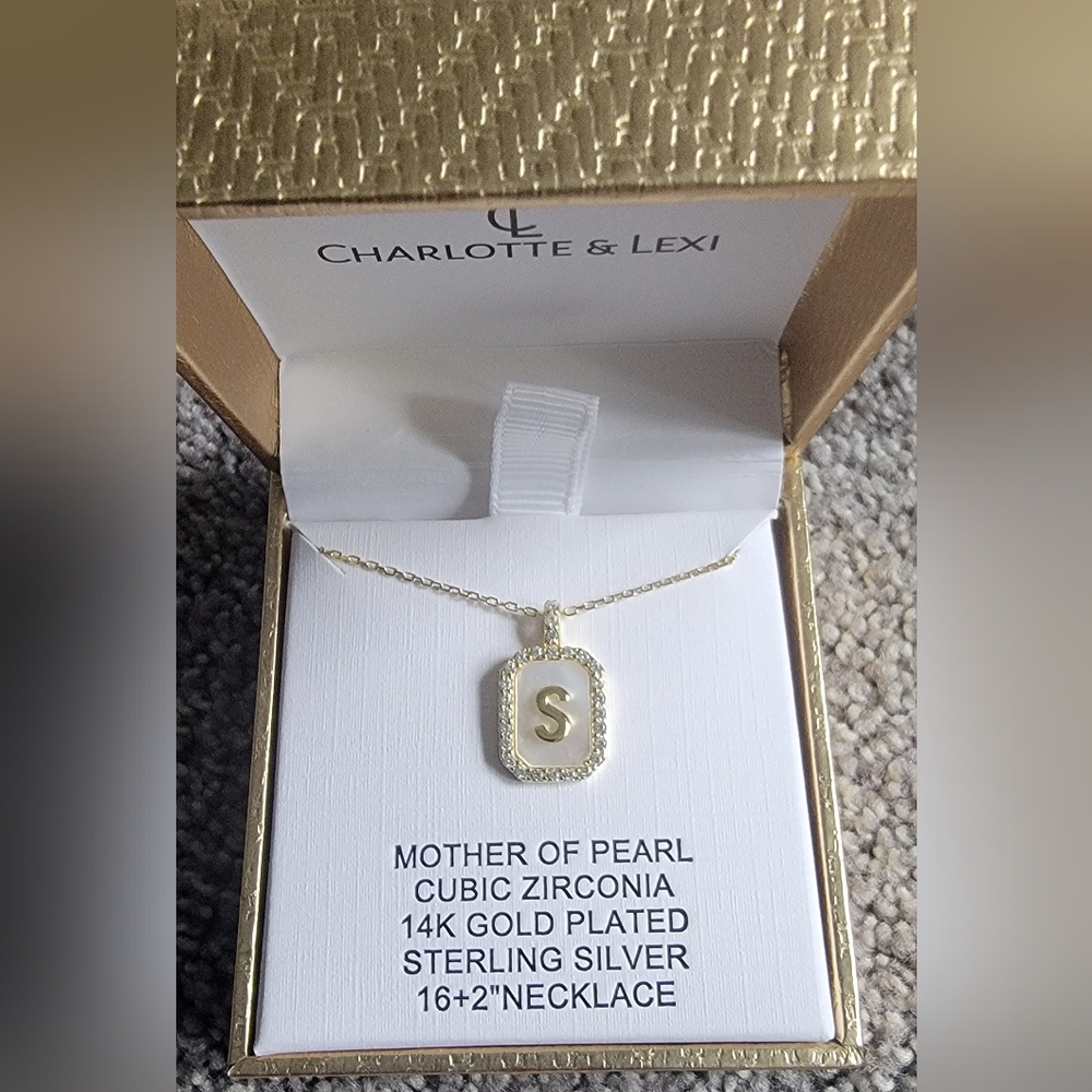 Charlotte & Lexi Letter "S" Necklace, 14K Gold Plated Sterling Silver